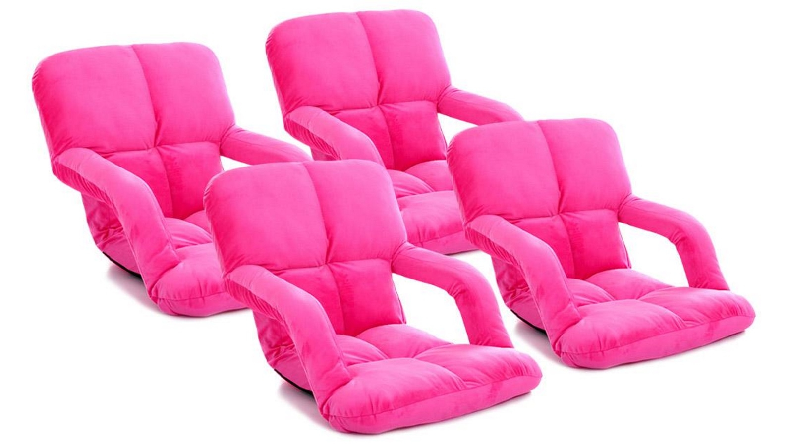 Soga 4 Piece Foldable Floor Lazy Recliner Chair with Armrest - Magenta