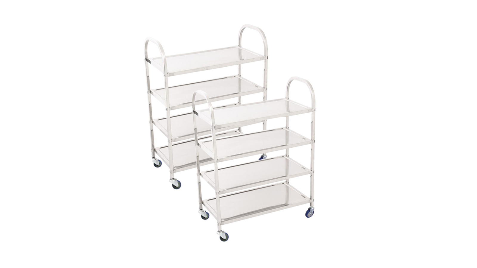Soga 2 Piece 4 Tier 950 x 500 x 1220 Stainless Steel Kitchen Dining Food Cart