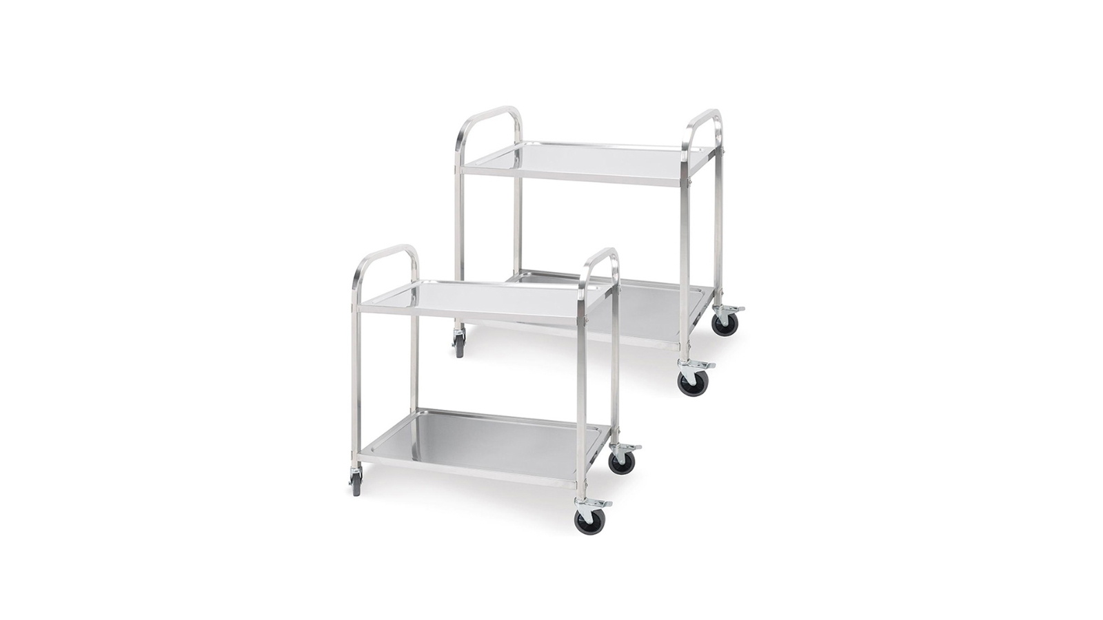 Soga 2 Piece 2 Tier 75 x 40 x 83.5cm Stainless Steel Kitchen Dinning Food Cart - Small