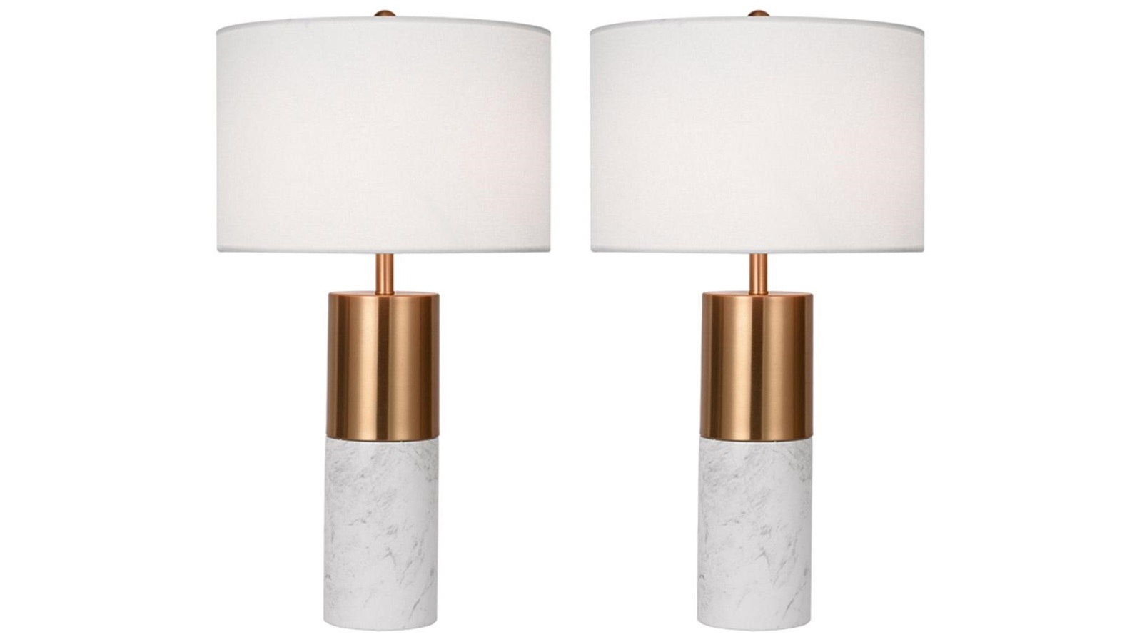 SOGA 2 x 60cm Marble Bedside Desk Table Lamp - White