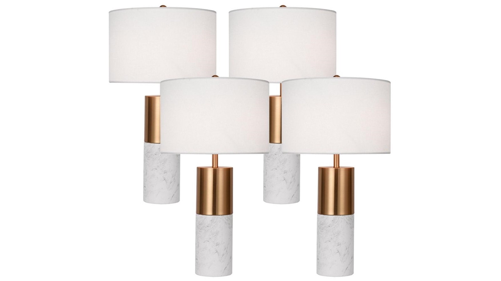 SOGA 4 x 60cm Marble Bedside Desk Table Lamp - White
