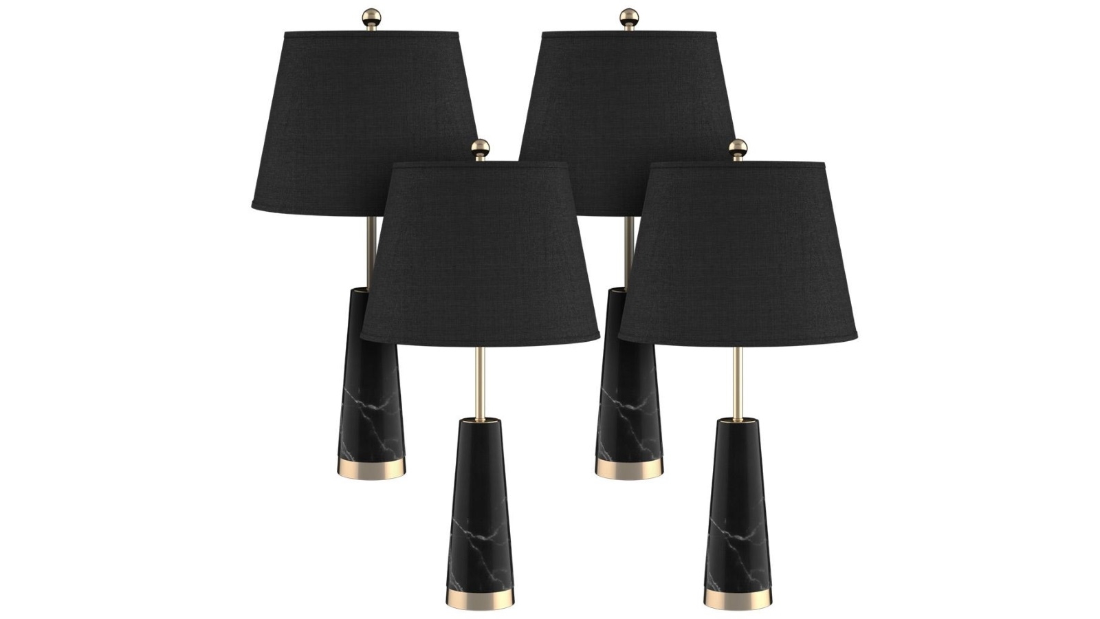 SOGA 4 x 68cm Marble Bedside Desk Table Lamp - Black