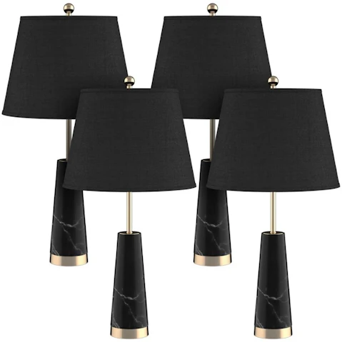SOGA 4 x 68cm Marble Bedside Desk Table Lamp - Black