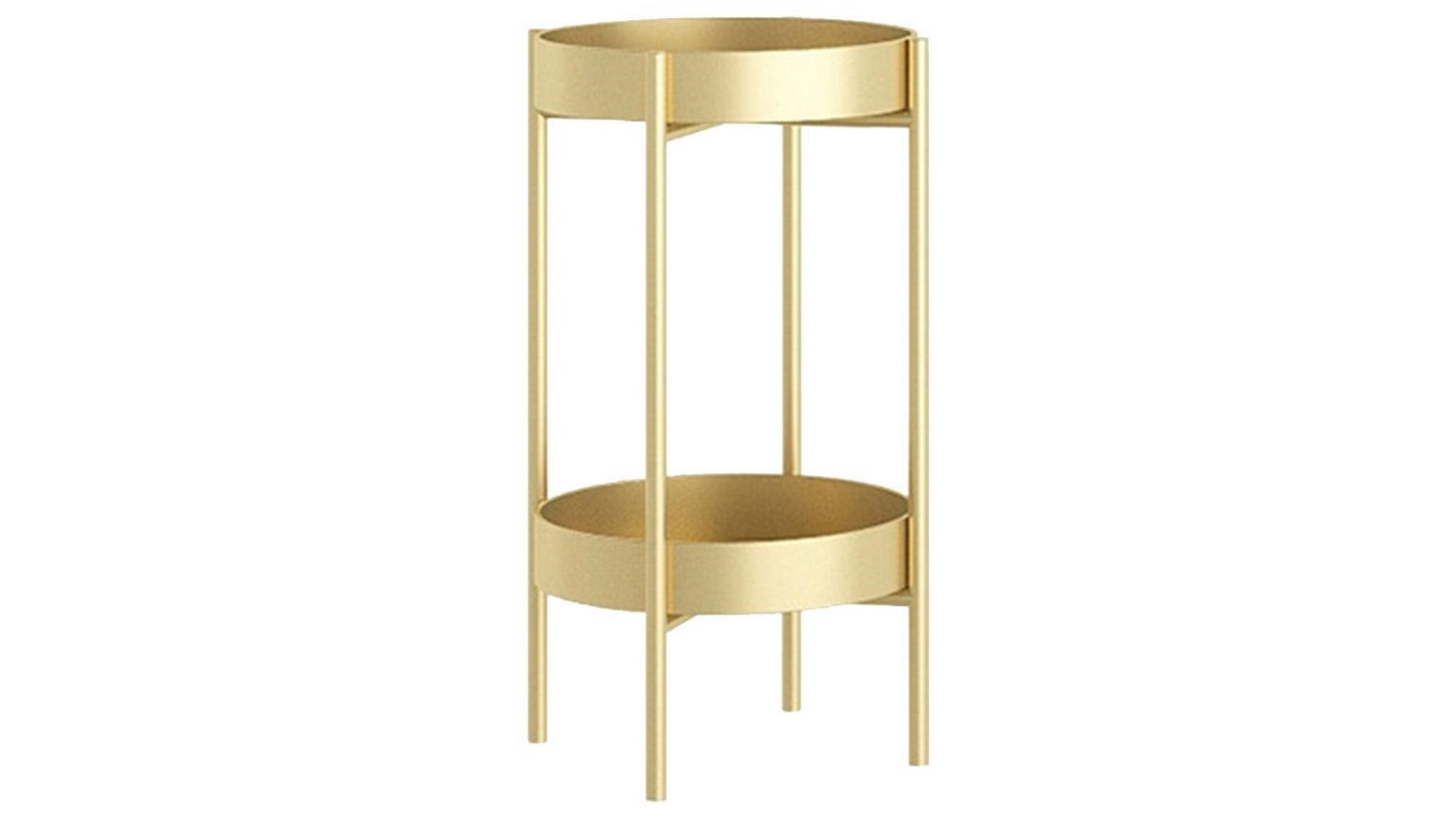 SOGA 2 Layer 50cm Metal Plant Stand with Flower Pot Holder - Gold
