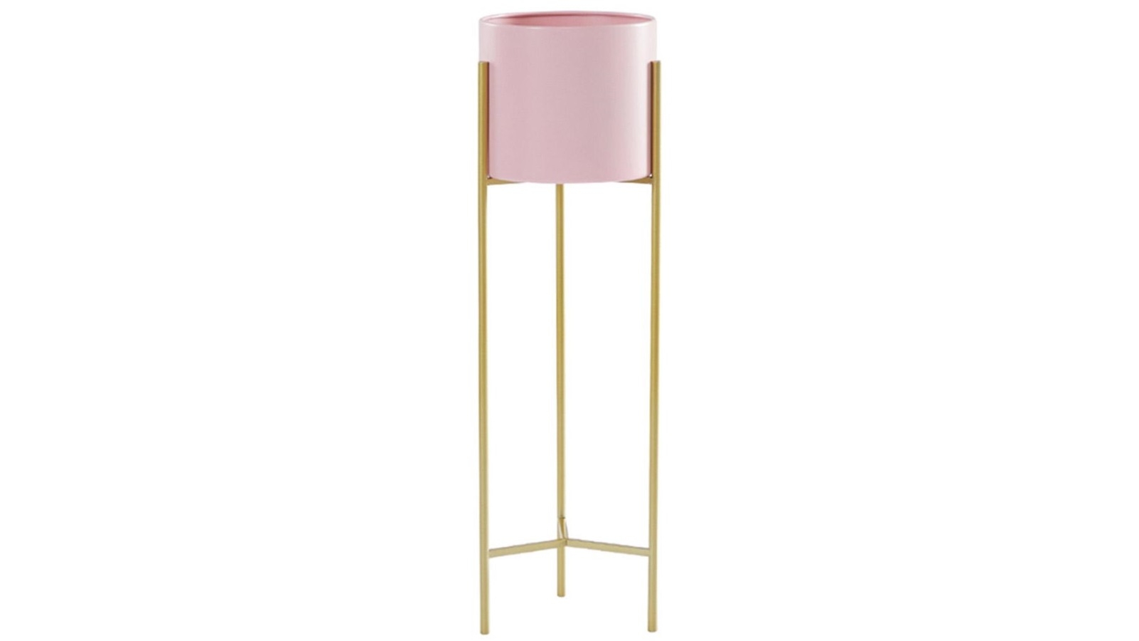 SOGA 2 Layer 60cm Gold Metal Plant Stand with Flower Pot Holder - Pink