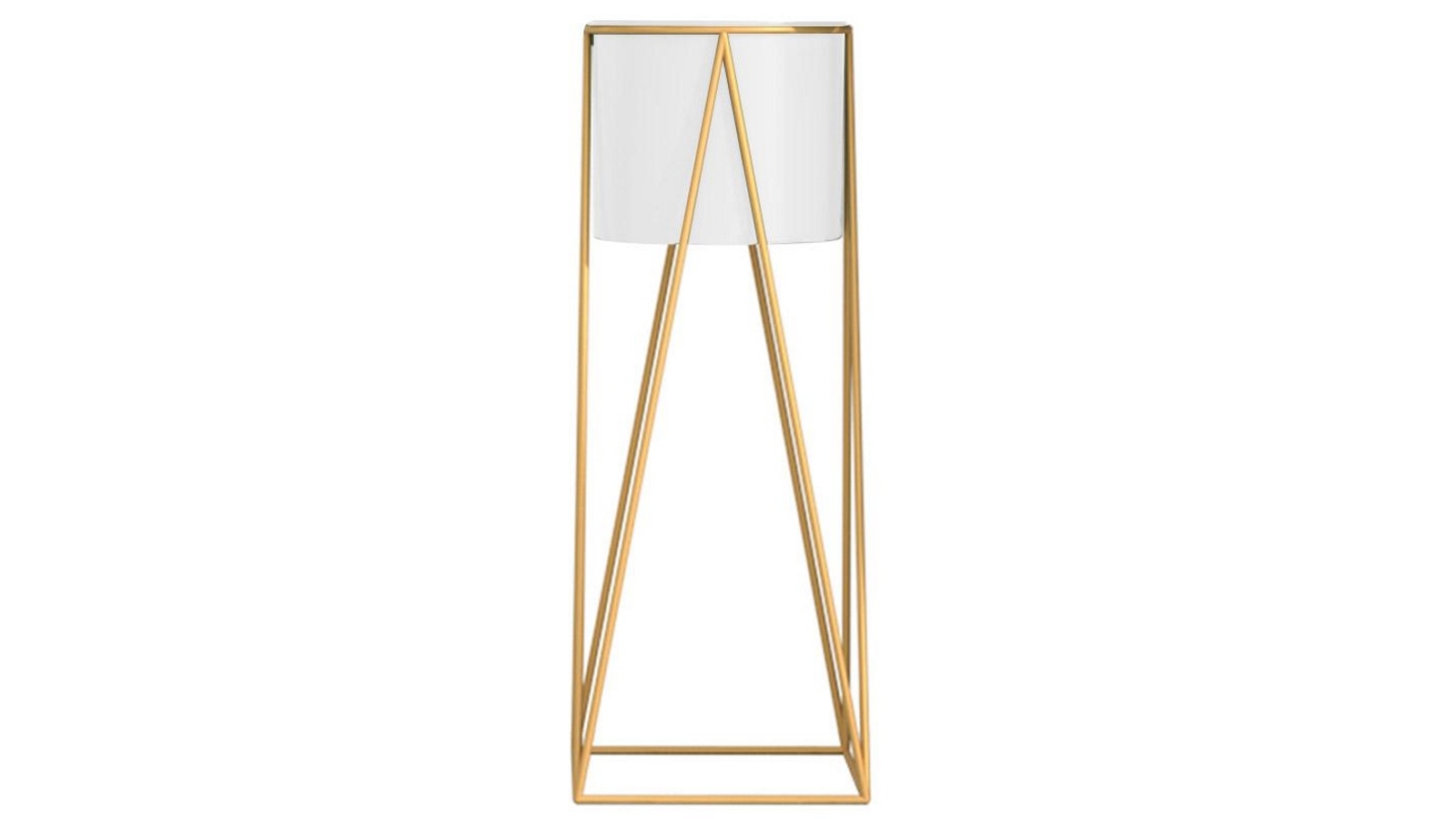 SOGA 50cm Gold Wire Metal Plant Stand with Flower Pot Holder - White