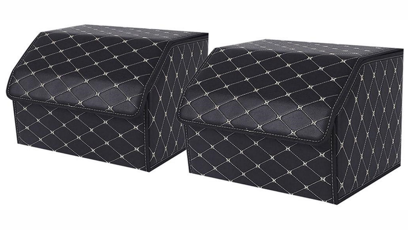 SOGA 2x Medium Car Boot Storage Box - Black/Gold