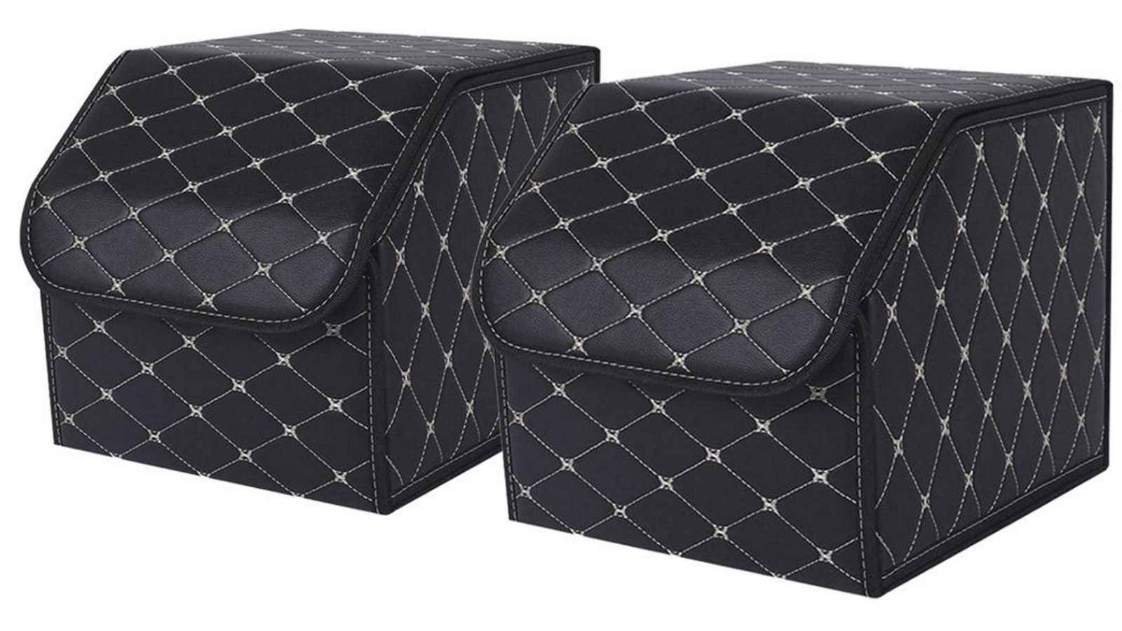 SOGA 2x Small Car Boot Storage Box - Black/Gold