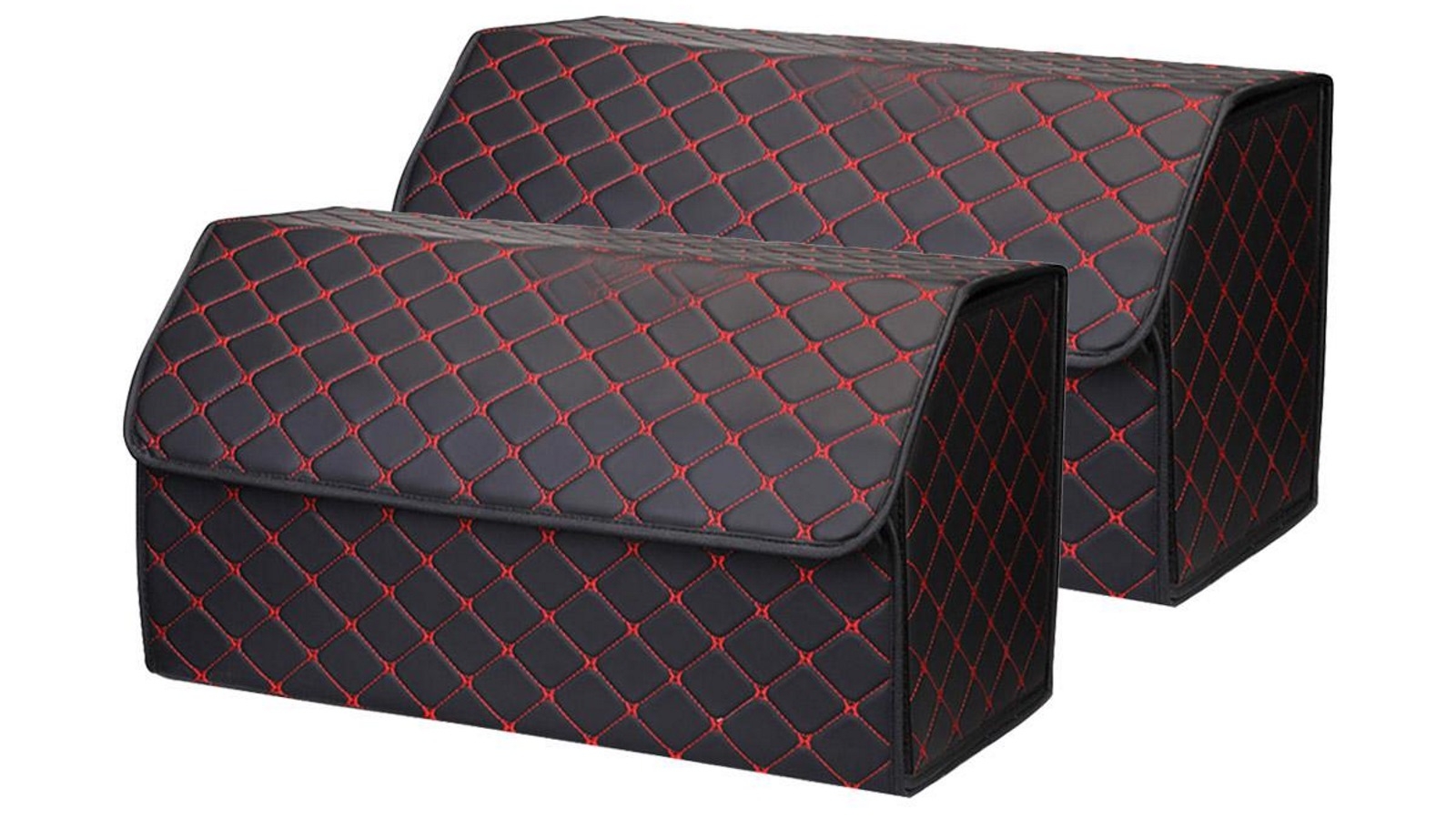 SOGA 2x Large Car Boot Storage Box - Black/Red