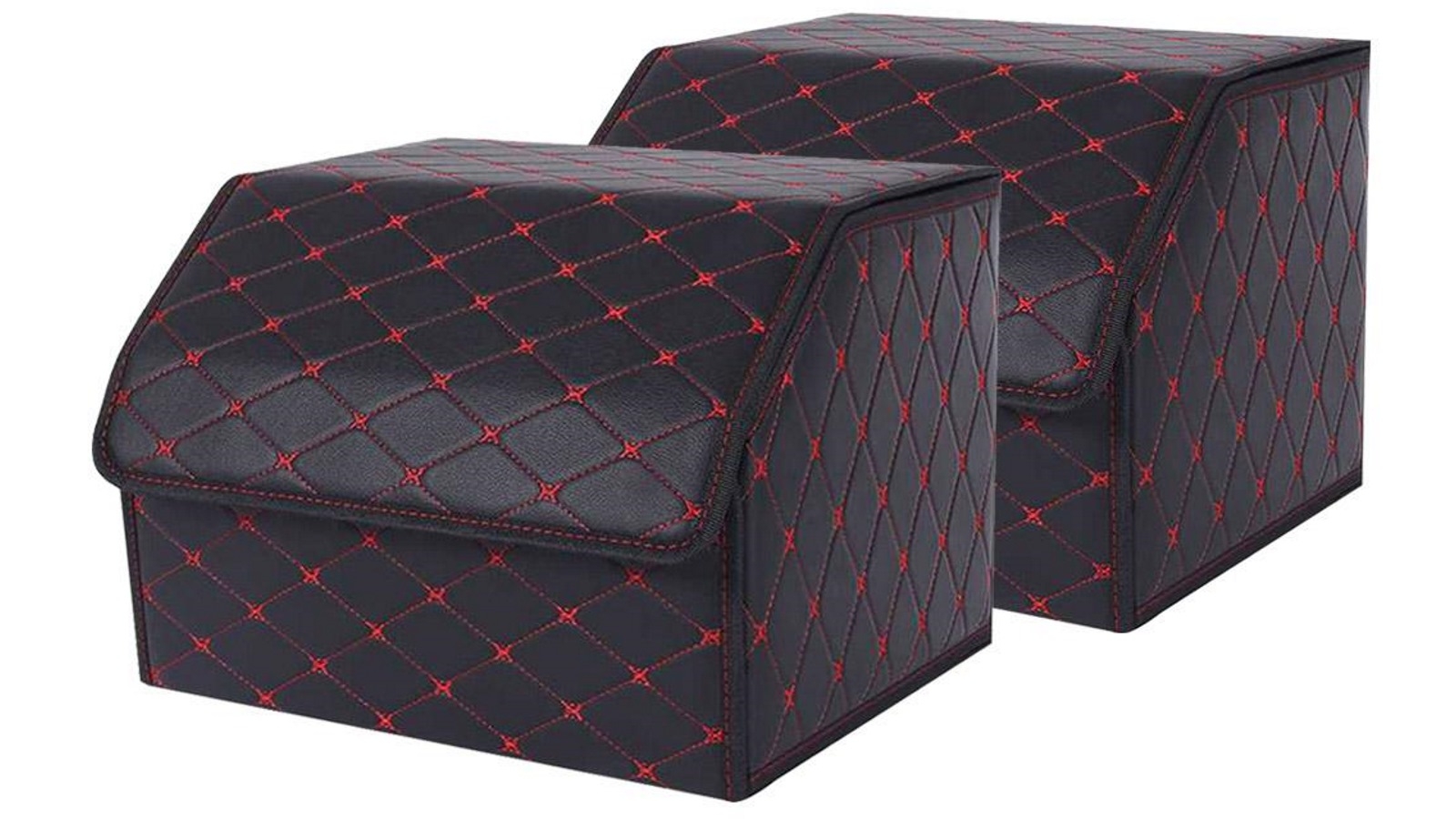 SOGA 2x Medium Car Boot Storage Box - Black/Red