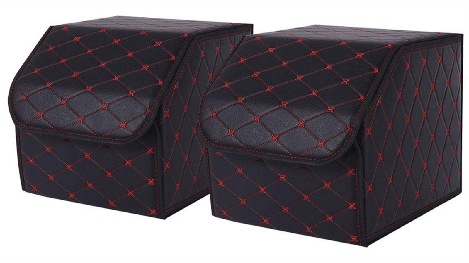 SOGA 2x Small Car Boot Storage Box - Black/Red