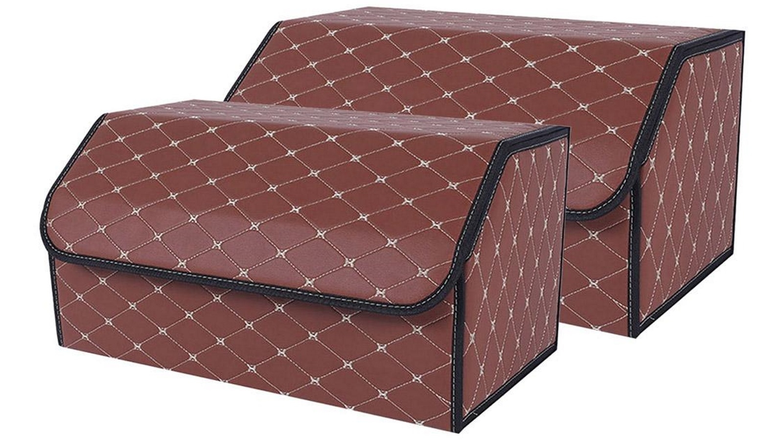 SOGA 2x Large Car Boot Storage Box - Coffee/Gold