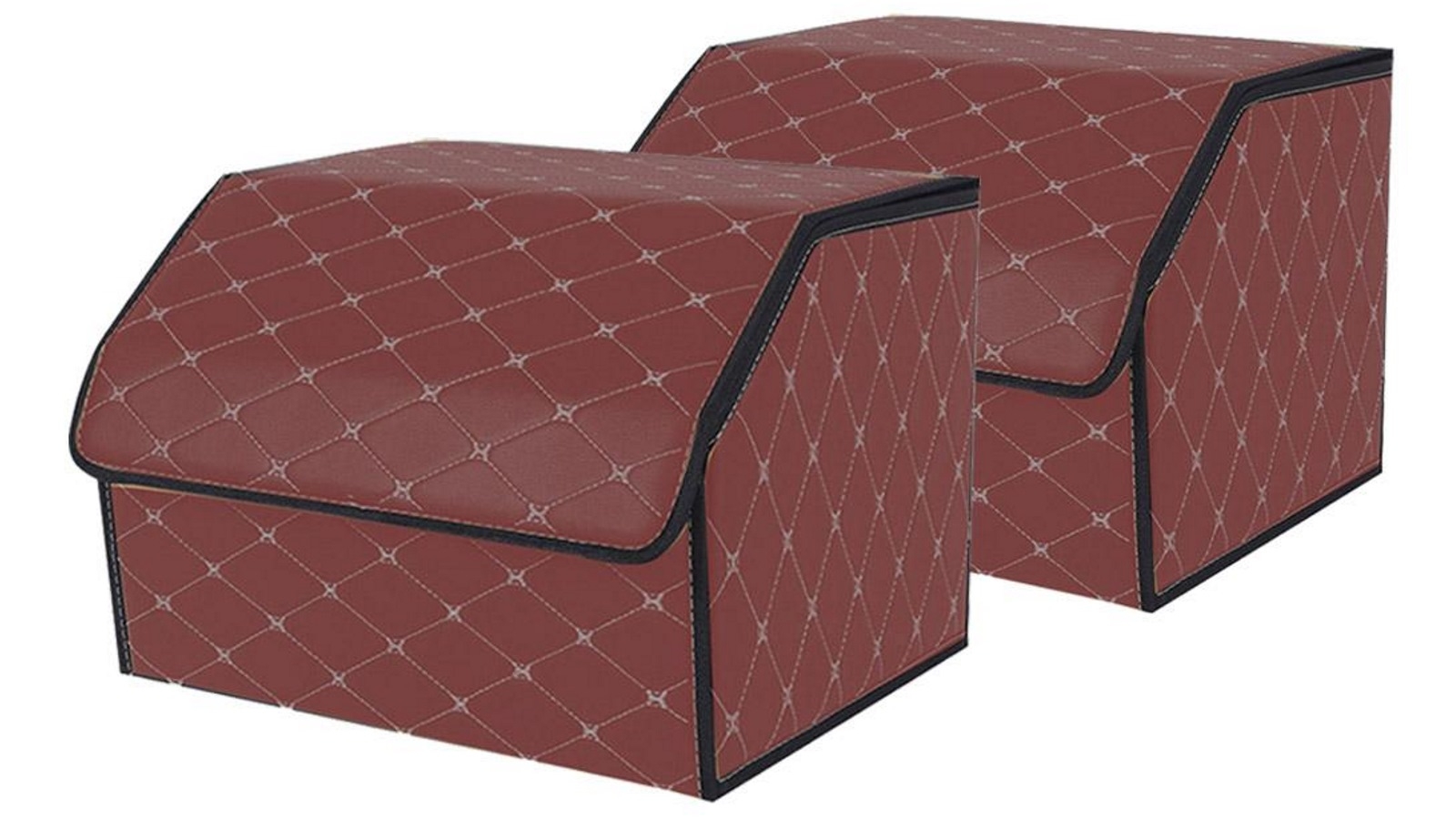 SOGA 2x Medium Car Boot Storage Box - Coffee/Gold