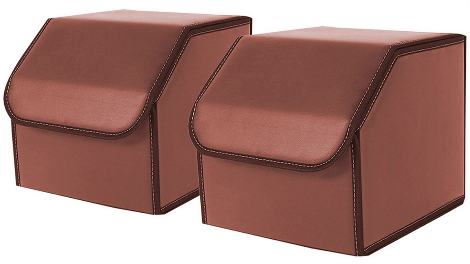 SOGA 2x Small Car Boot Storage Box - Coffee