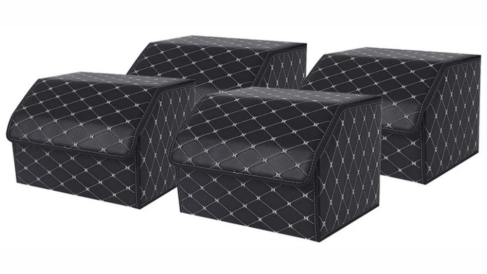 SOGA 4x Medium Car Boot Storage Box - Black/Gold
