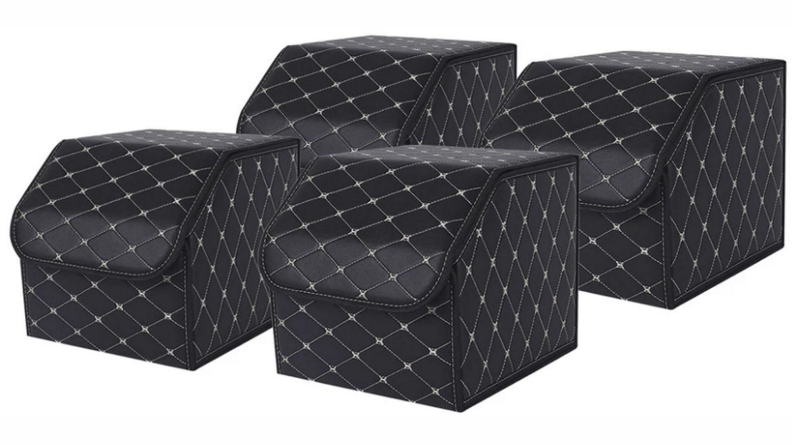 SOGA 4x Small Car Boot Storage Box - Black/Gold