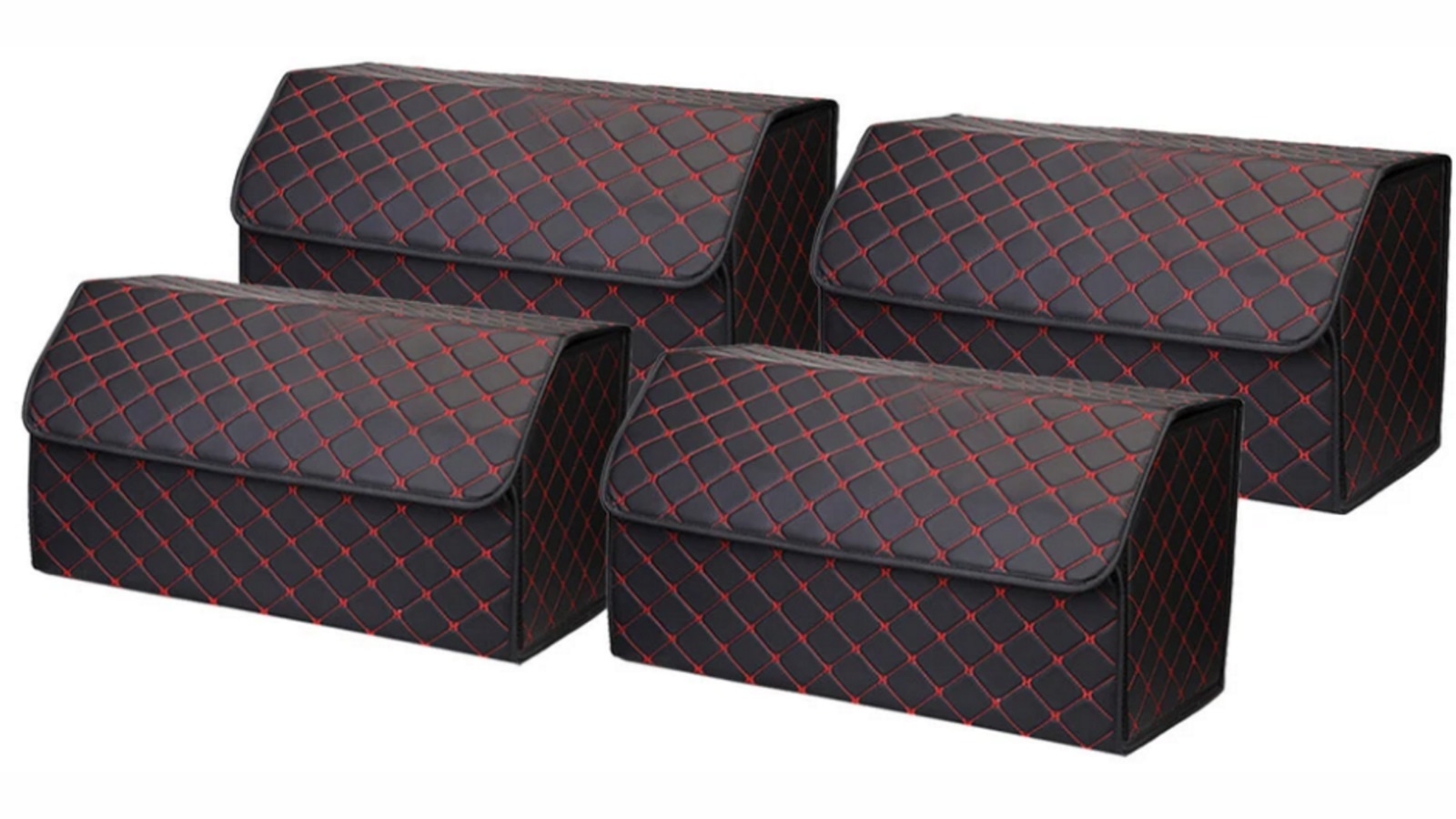 SOGA 4x Large Car Boot Storage Box - Black/Red
