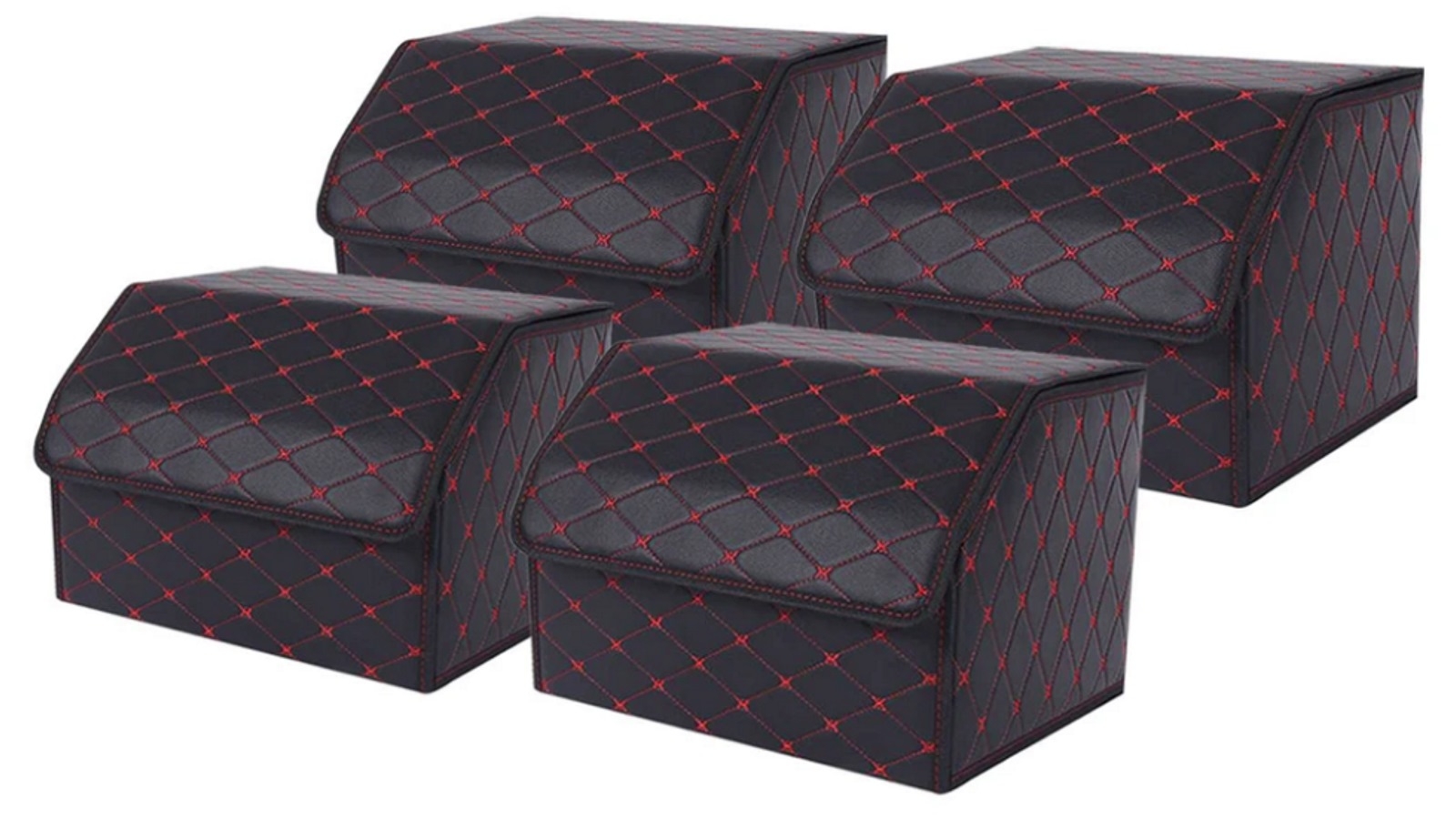 SOGA 4x Medium Car Boot Storage Box - Black/Red