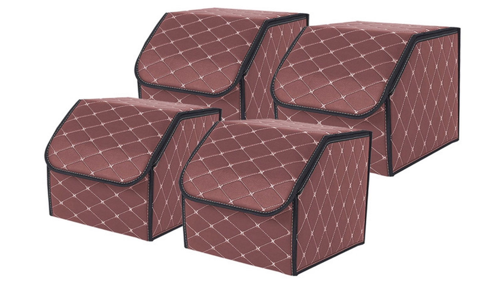 SOGA 4x Small Car Boot Storage Box - Coffee/Gold