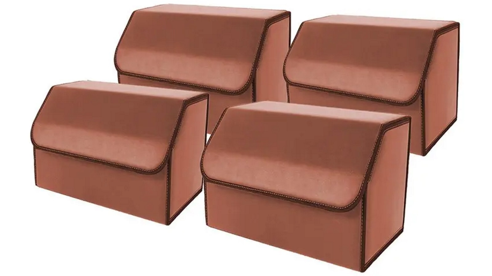 SOGA 4x Medium Car Boot Storage Box - Coffee