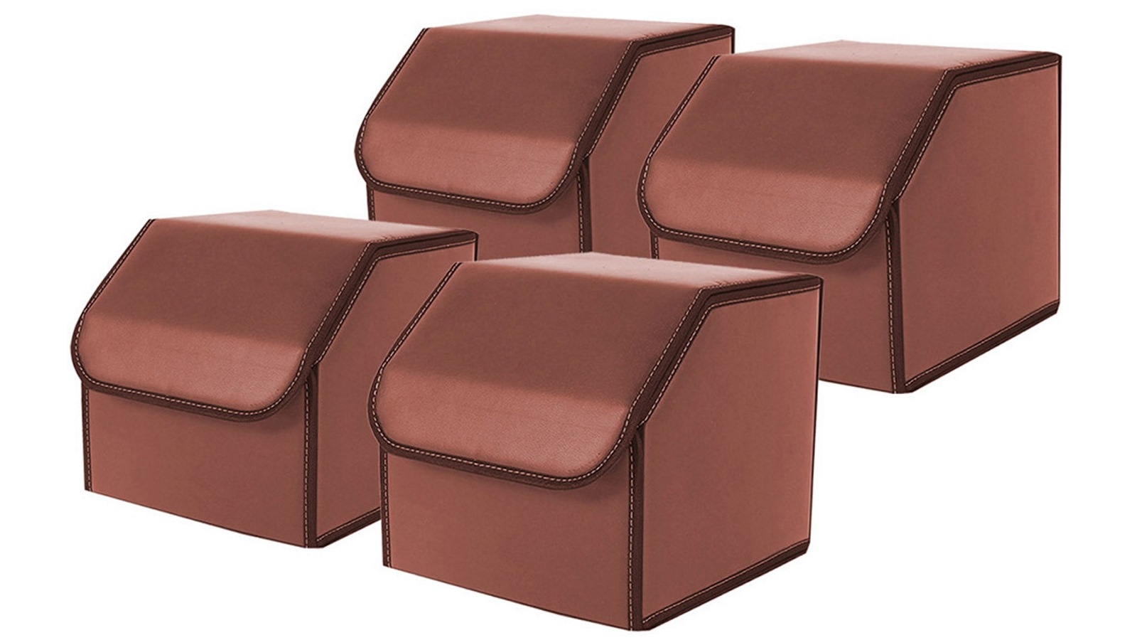 SOGA 4x Small Car Boot Storage Box - Coffee