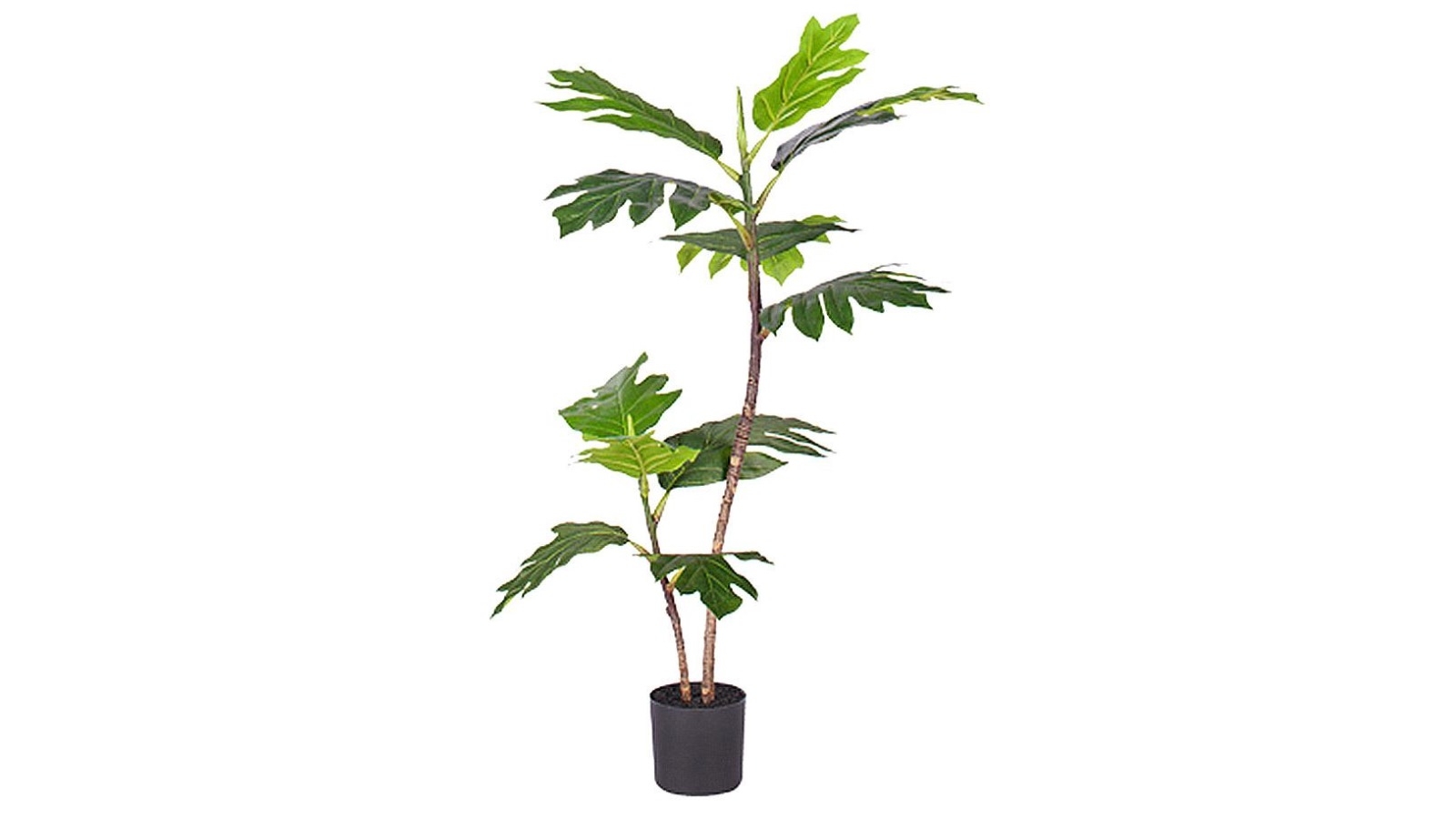 SOGA 90cm 2-Trunk Artificial Natural Green Split-Leaf Philodendron Tree Decor