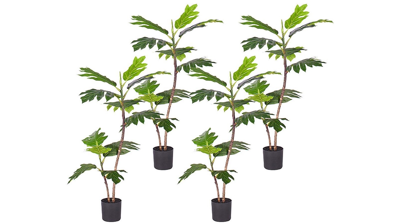 SOGA 4x 90cm 2-Trunk Artificial Natural Green Split-Leaf Philodendron Tree Decor
