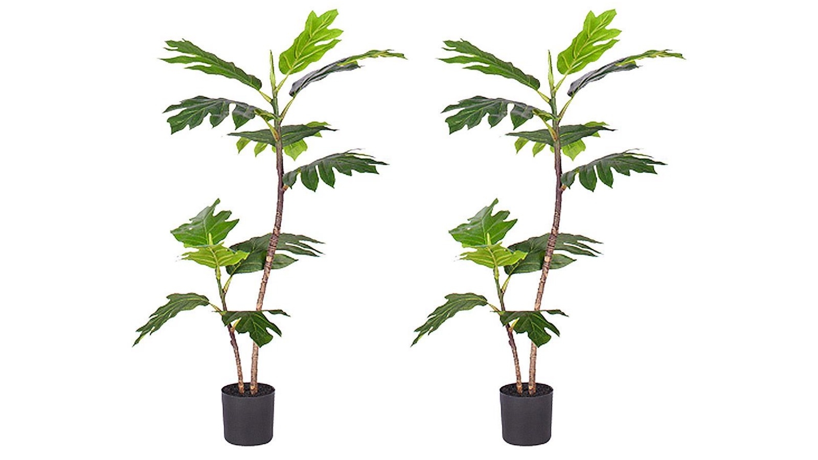 SOGA 2x 90cm 2-Trunk Artificial Natural Green Split-Leaf Philodendron Tree Decor