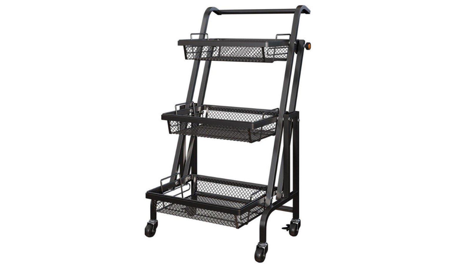 SOGA 3 Tier Steel Adjustable Kitchen Cart Shelves with Wheels - Black