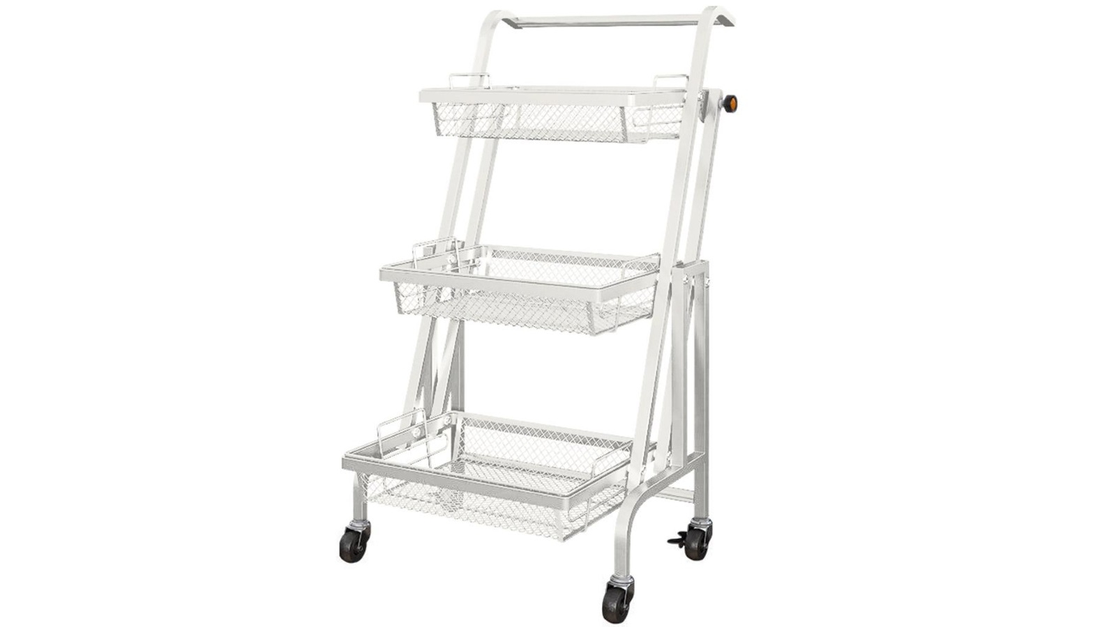 SOGA 3 Tier Steel White Adjustable Kitchen Cart