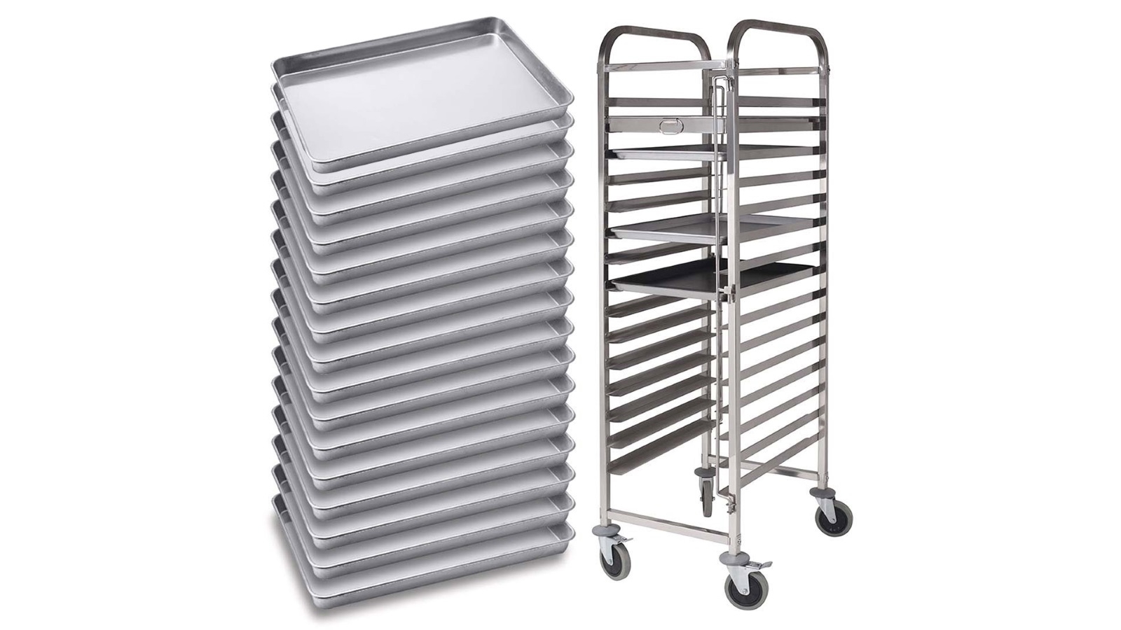 SOGA 16-Tier Gastronorm Trolley with Aluminum Pan - Stainless Steel