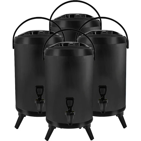SOGA 4 Piece 8L Stainless Steel Hot and Cold Beverage Dispenser with Faucet - Black