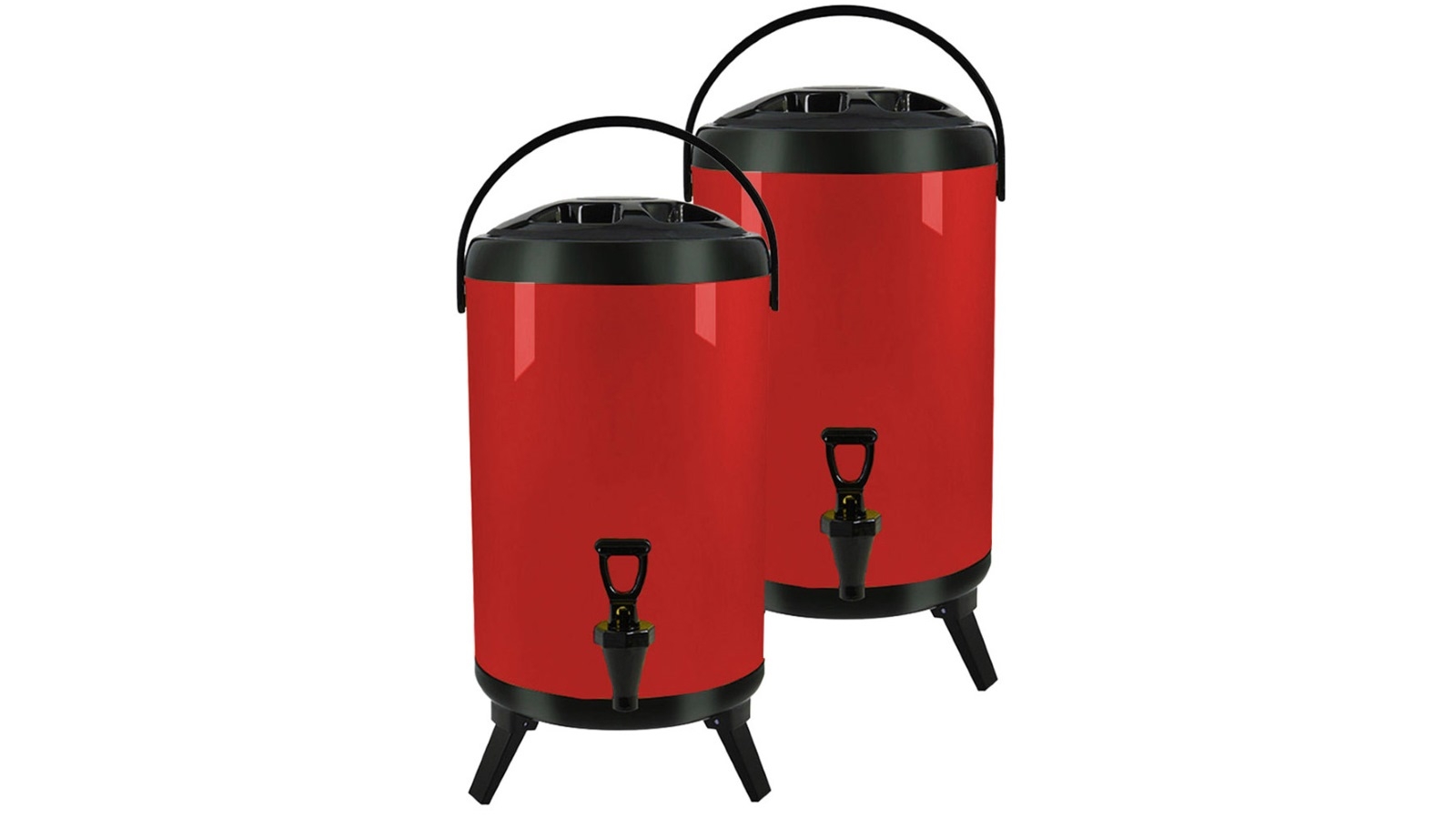 SOGA 2x 8L Stainless Steel Milk Tea Barrel with Faucet - Red