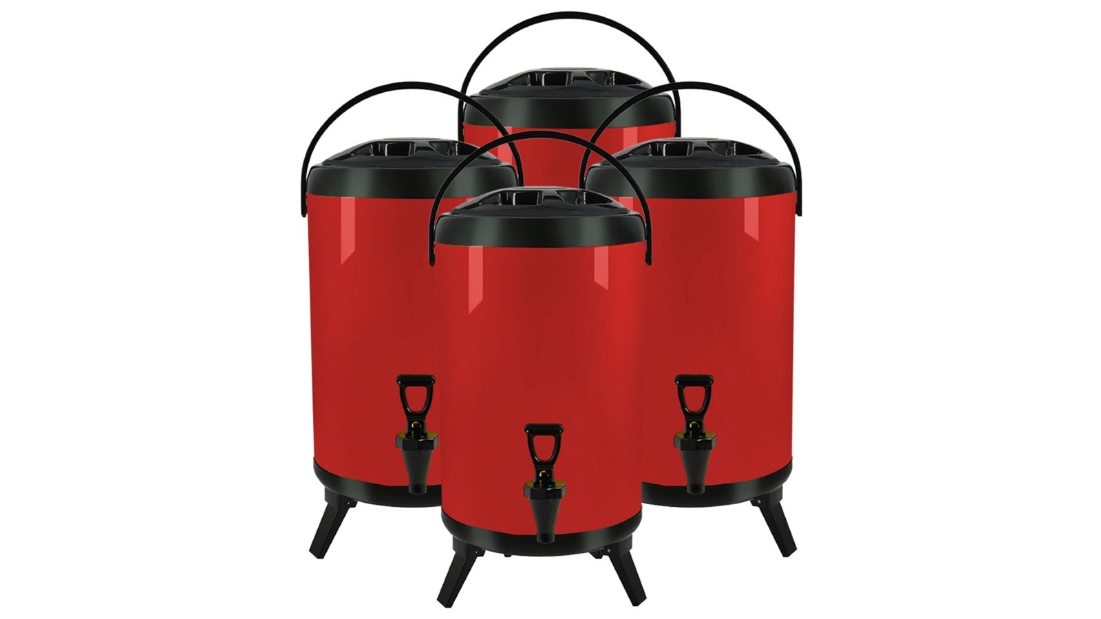SOGA 4x 8L Stainless Steel Milk Tea Barrel with Faucet - Red