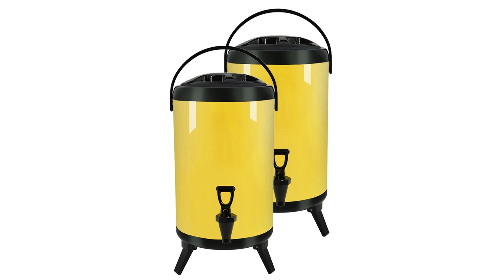 SOGA 2x 8L Stainless Steel Milk Tea Barrel with Faucet - Yellow