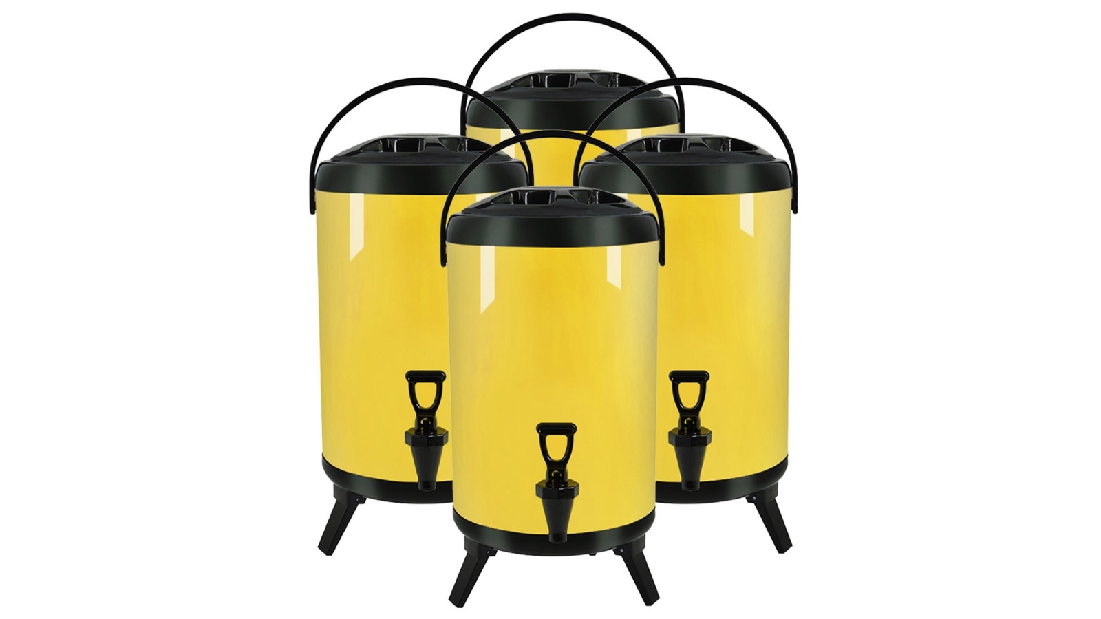 SOGA 4x 8L Stainless Steel Milk Tea Barrel with Faucet - Yellow