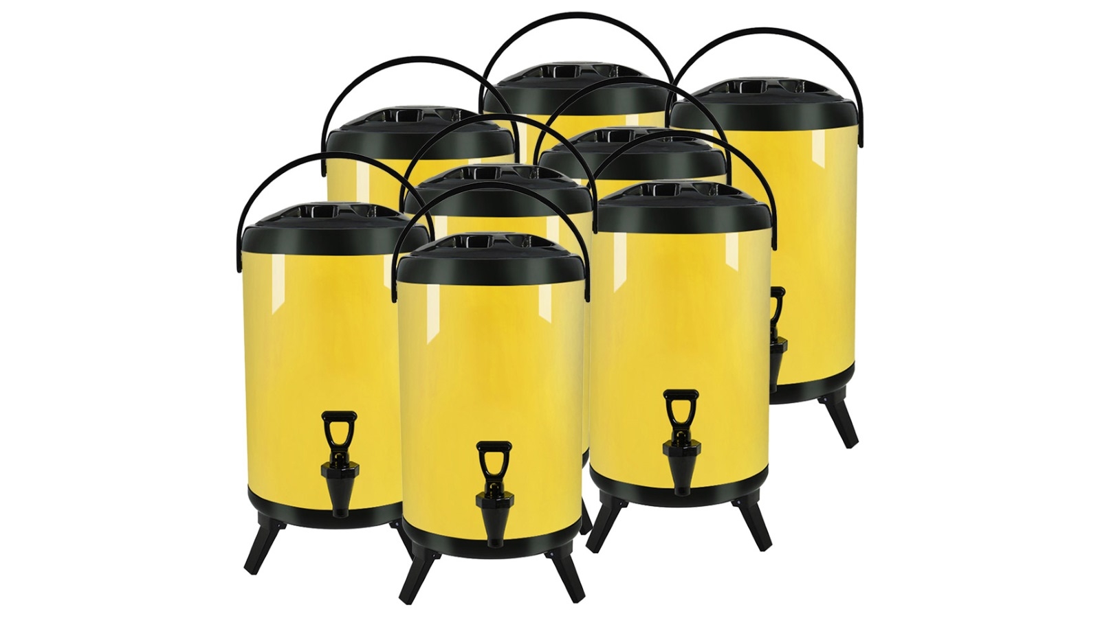 SOGA 8x 8L Stainless Steel Milk Tea Barrel with Faucet - Yellow