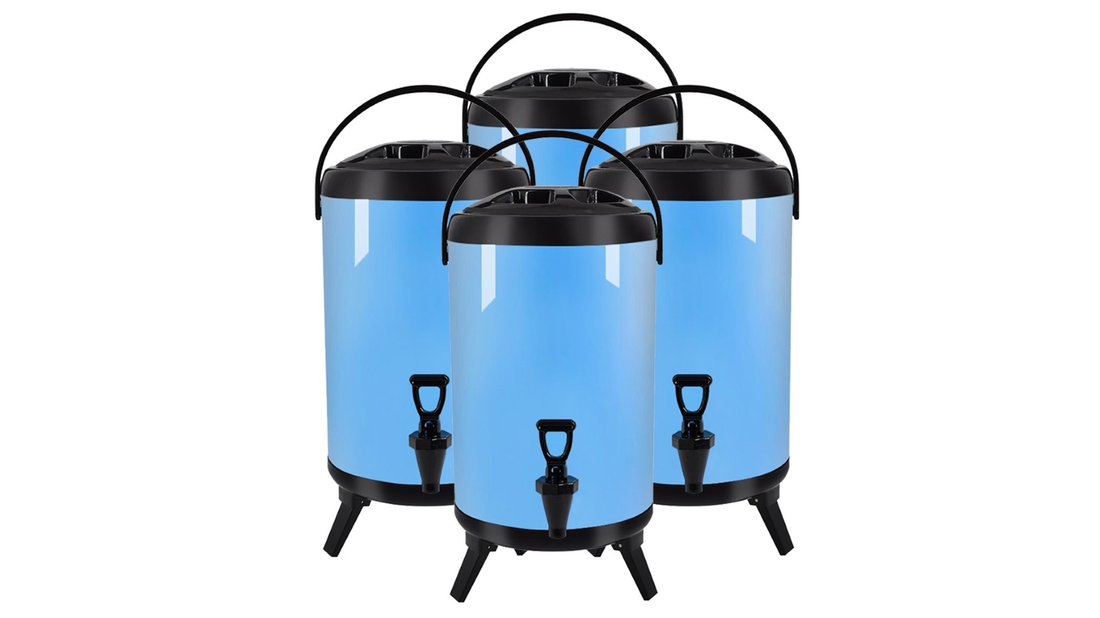 SOGA 4x 8L Stainless Steel Milk Tea Barrel with Faucet - Blue