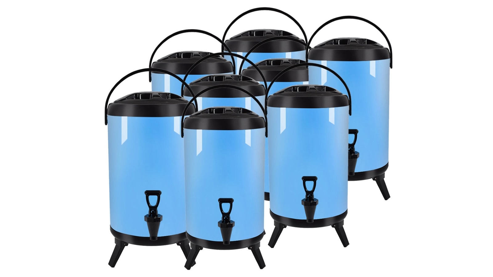 SOGA 8x 8L Stainless Steel Milk Tea Barrel with Faucet  - Blue
