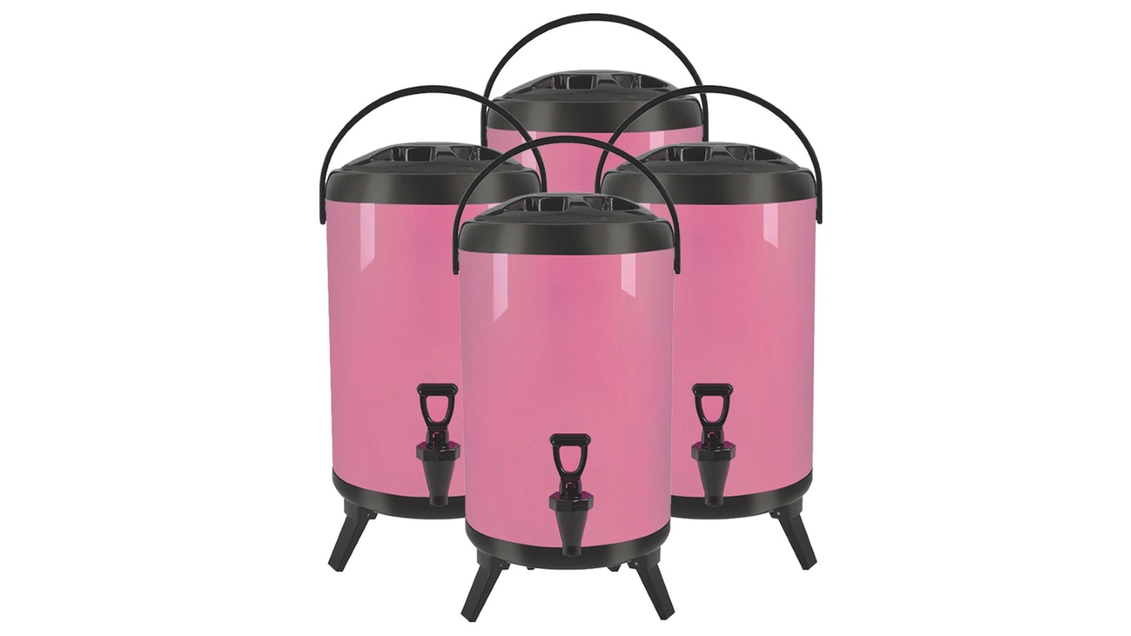 SOGA 4x 8L Stainless Steel Milk Tea Barrel with Faucet - Pink
