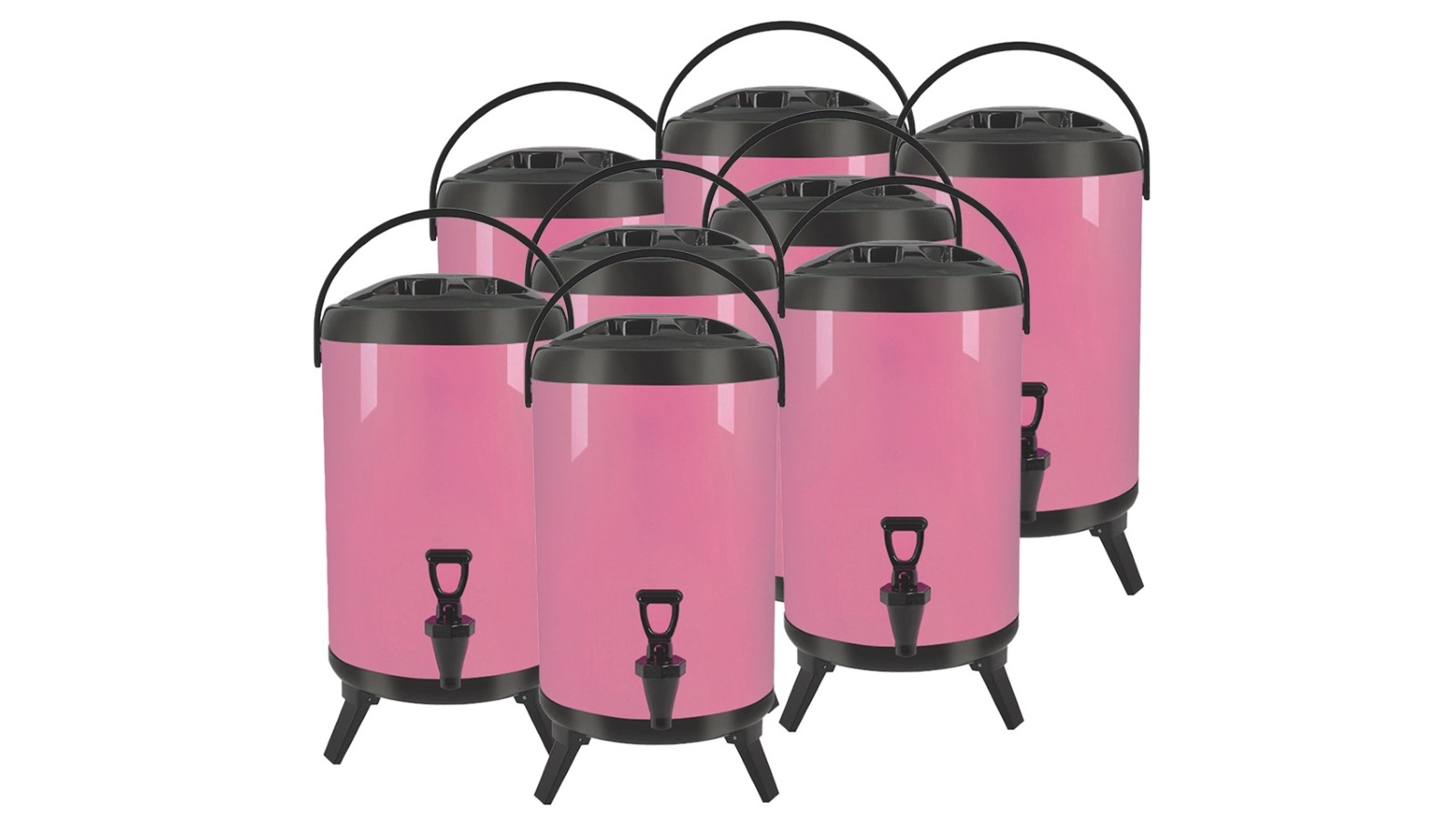 SOGA 8x 8L Stainless Steel Milk Tea Barrel with Faucet - Pink