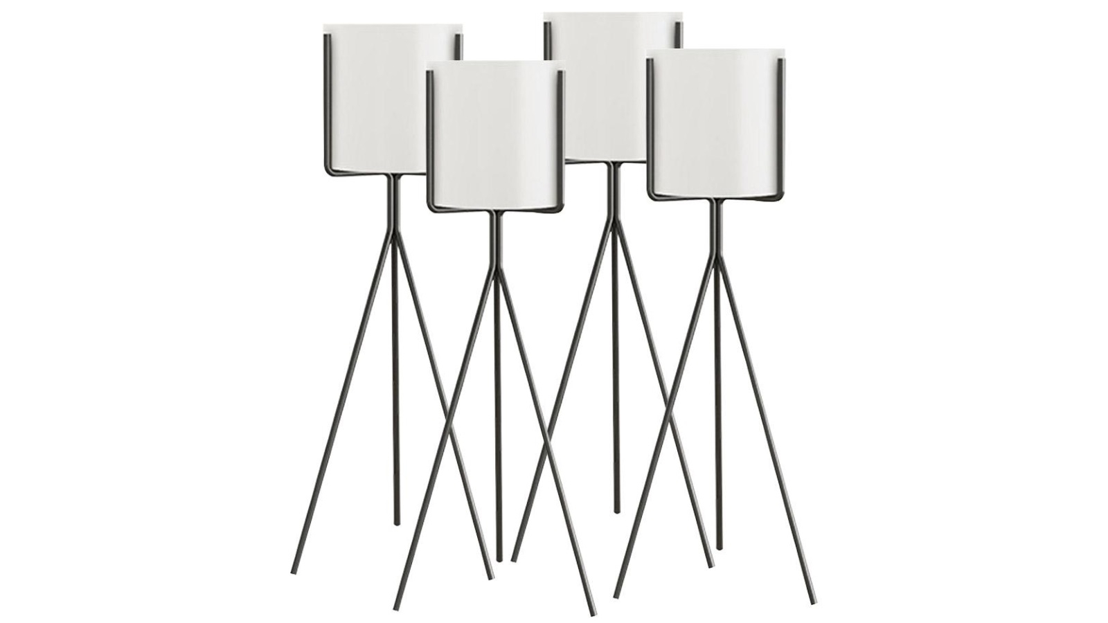 Soga 4 Piece Tripod Plant Stand with White Flowerpot - 80cm