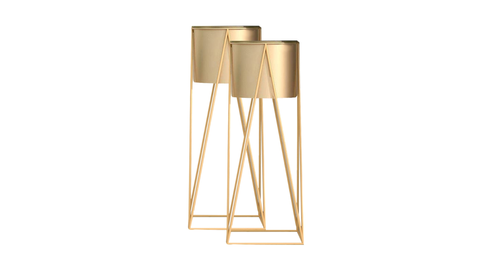 Soga 2 Piece Gold Metal Plant Stand with Flower Pot Holder - 50cm