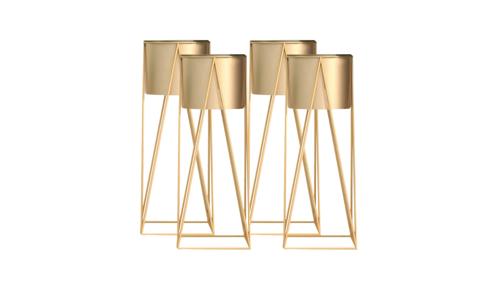 Soga 4 Piece Gold Metal Plant Stand with Flower Pot Holder - 50cm