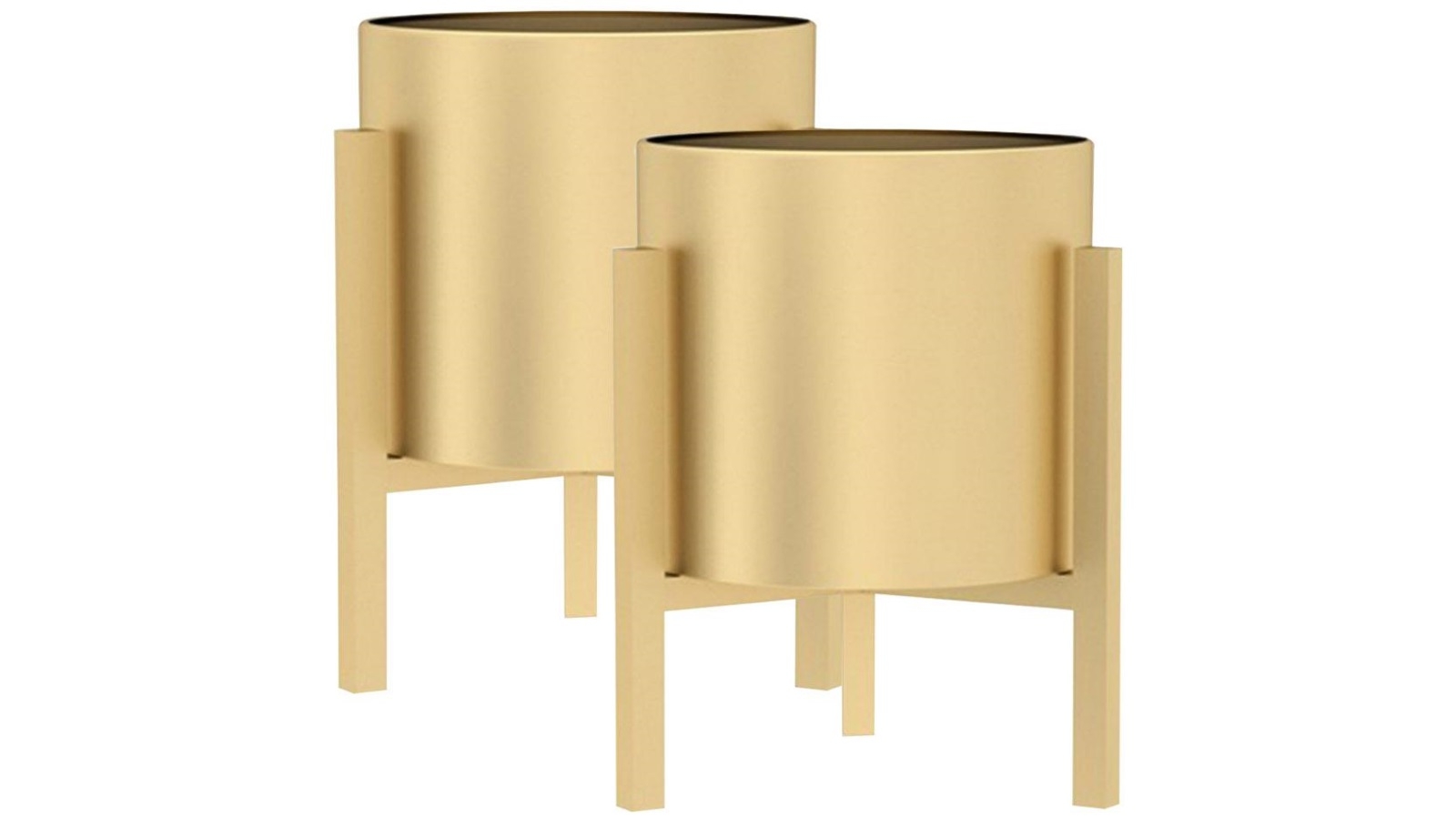 Soga Gold Metal Plant Stand with Flower Pot - 2 x 30cm
