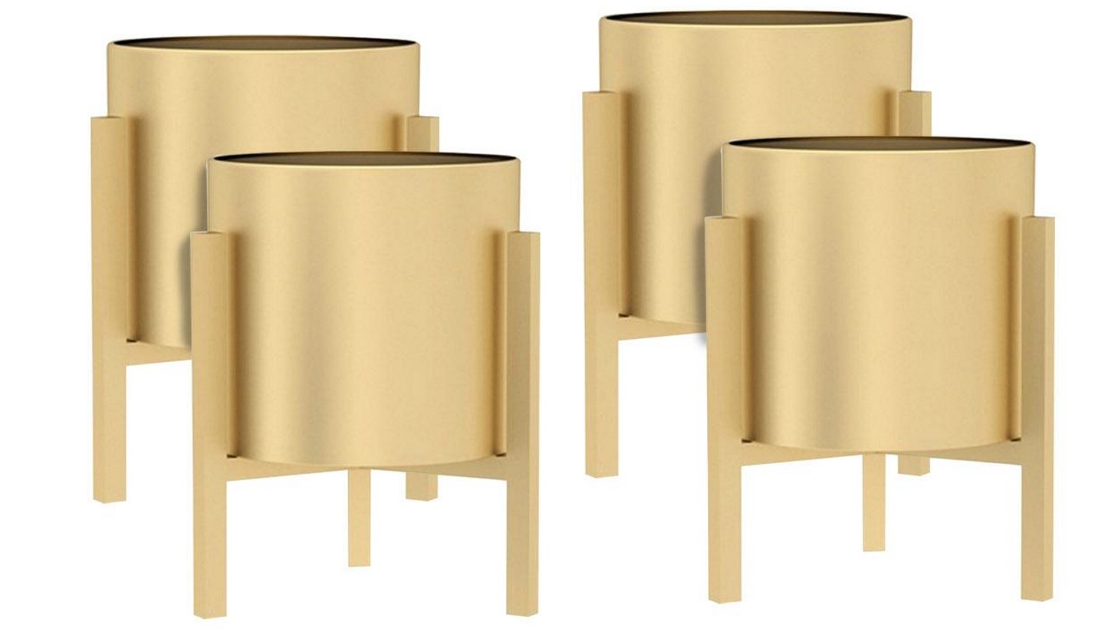 Soga Gold Metal Plant Stand with Flower Pot - 4 x 30cm