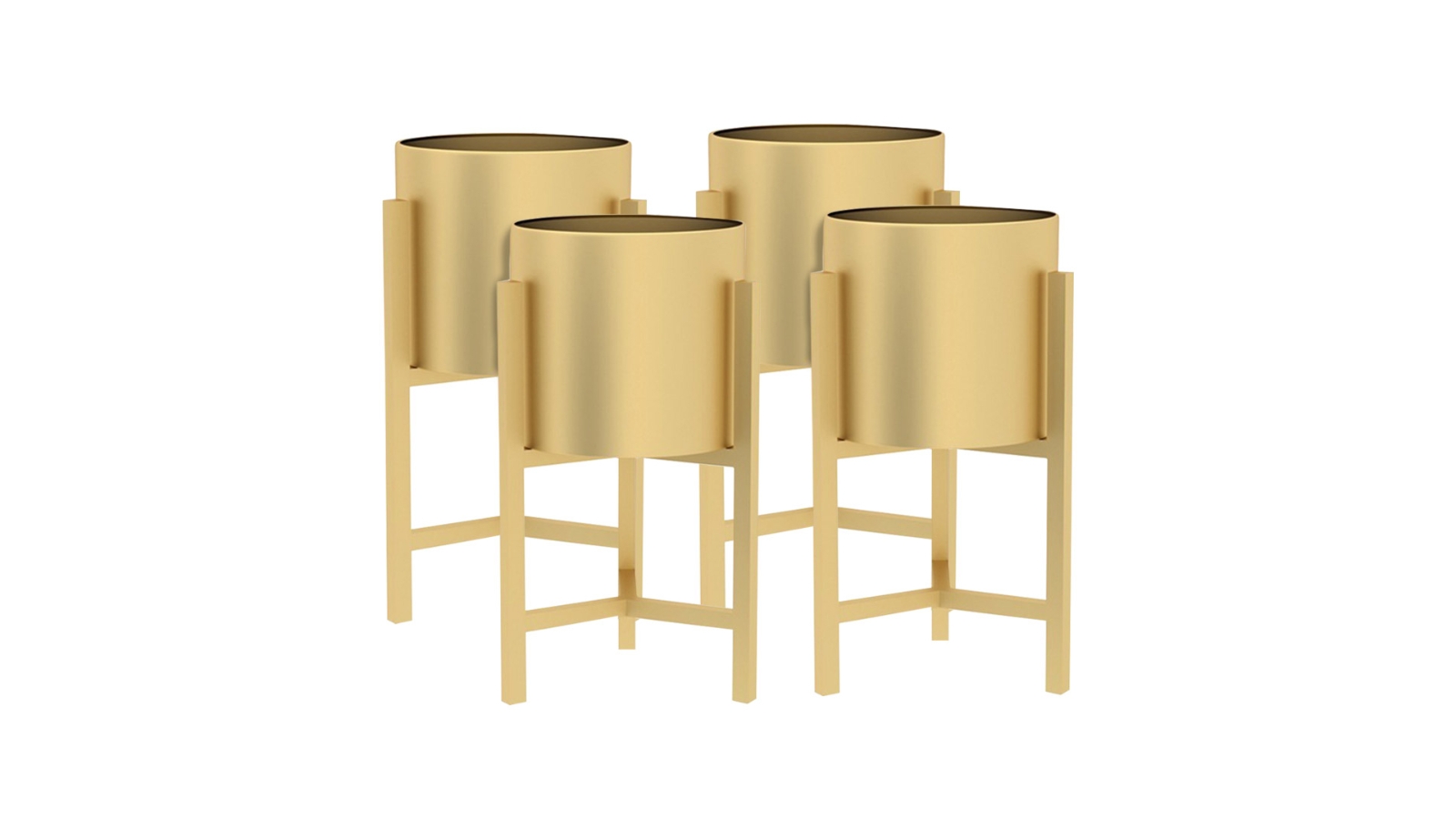 Soga 4 Piece Gold Metal Plant Stand with Flower Pot Holder - 45cm