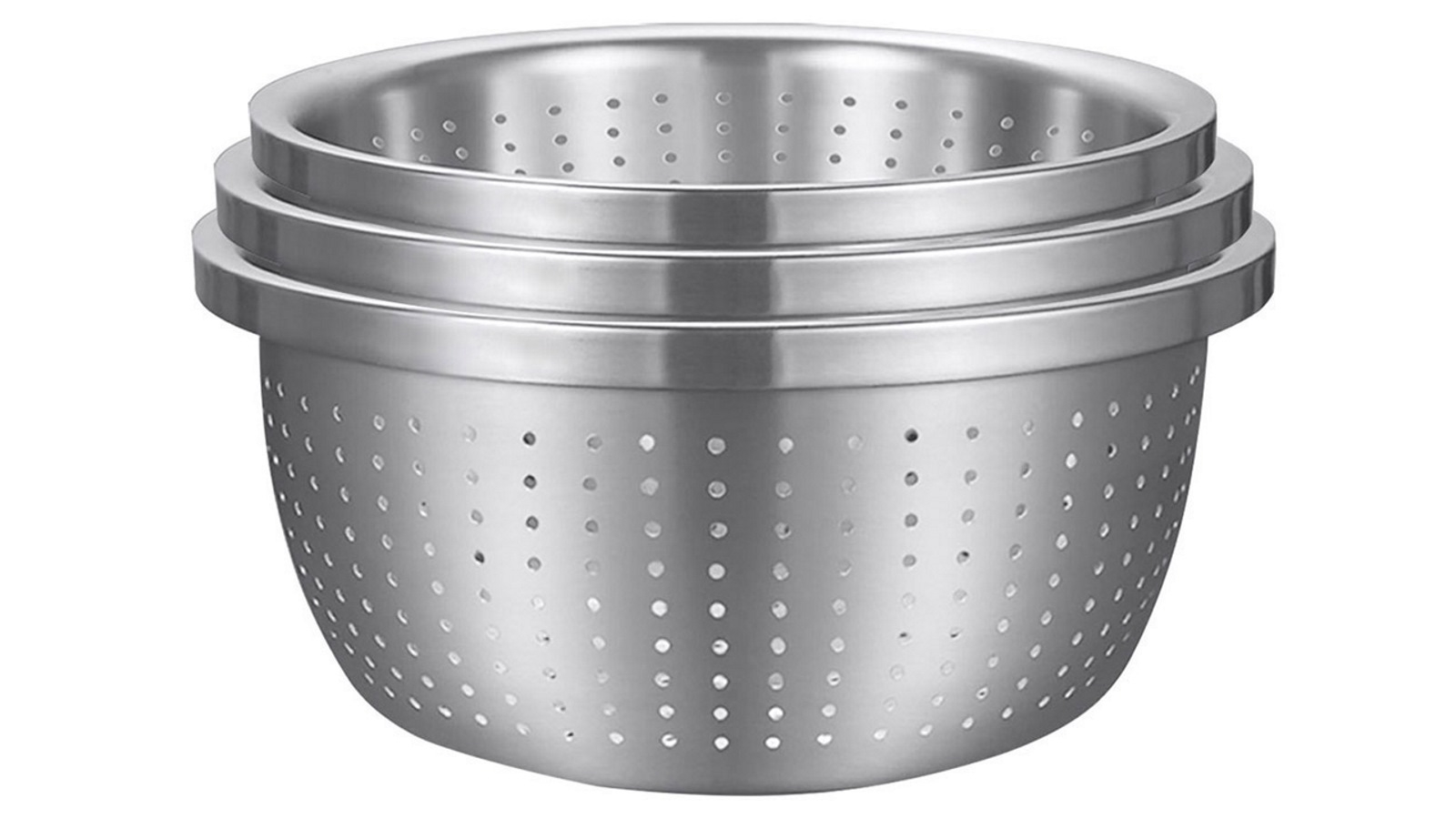 SOGA 3-Piece 20cm, 24cm and 26cm Stainless Steel Colander Bowls Set