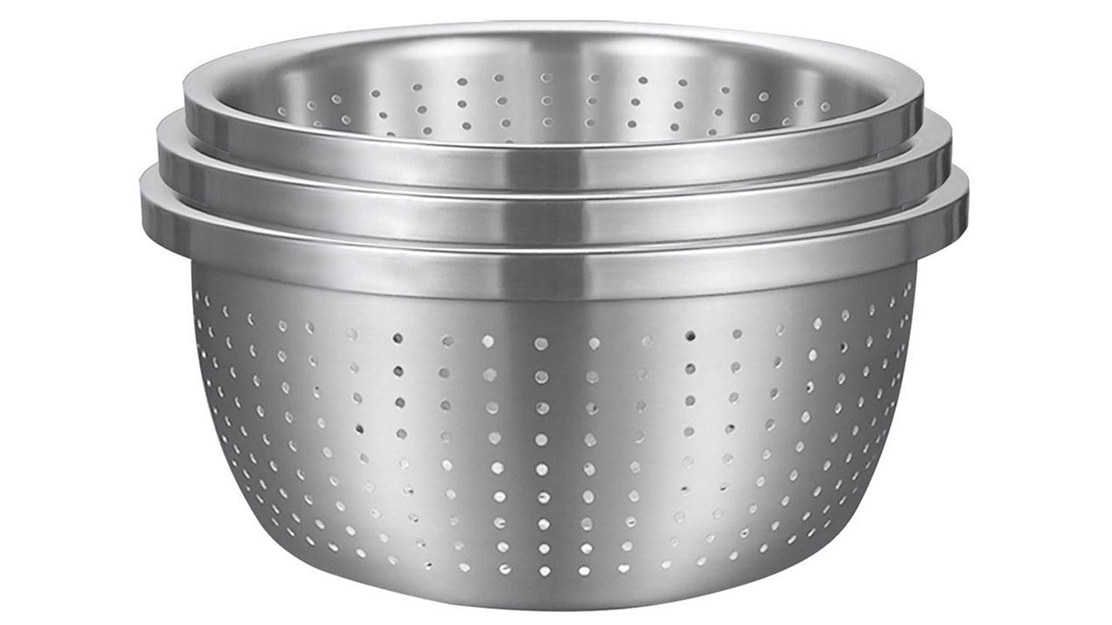SOGA 3 Piece 20cm, 22cm and 24cm Stainless Steel Colander Bowls Set