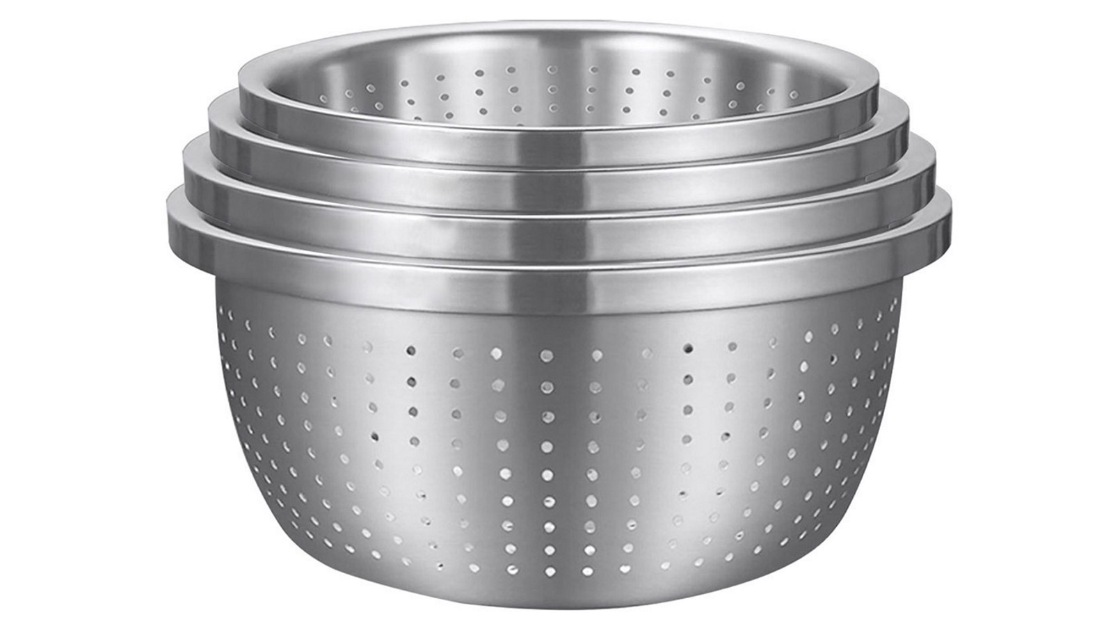 SOGA 4-Piece 24cm, 26cm, 28cm and 30cm Stainless Steel Colander Bowls Set